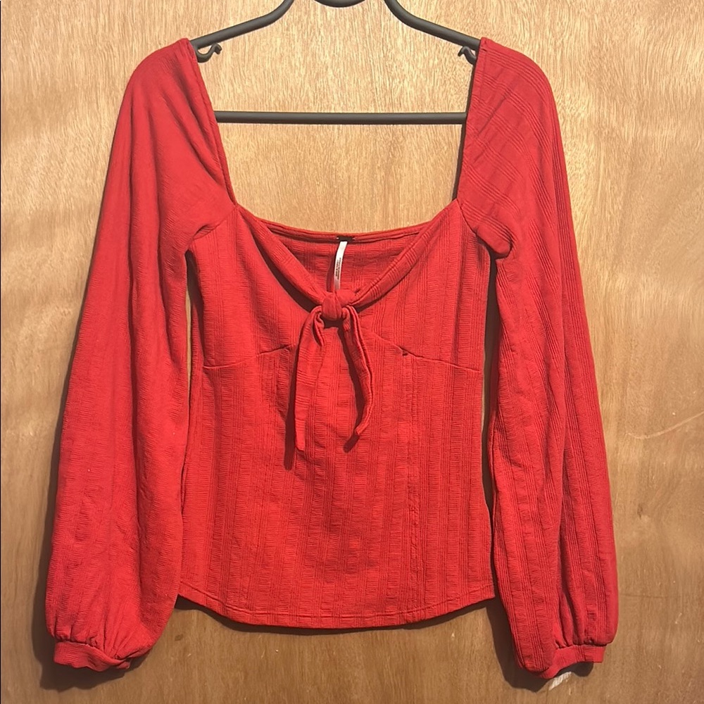 Red Long Sleeve Women's Top